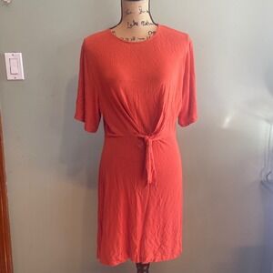 AE Studio Womens Summer Feminine Normcore Tied Front Midi Dress Orange Size XL